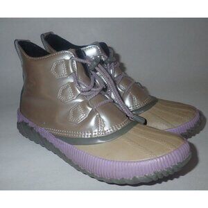 Sorel out N About‎ Plus Waterproof Winter Rain BOOTS Chrome Gray Size 6 Girl